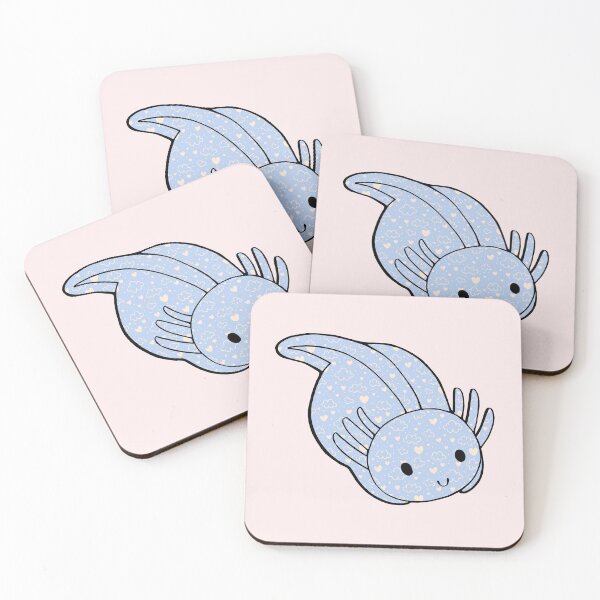 Item preview, Cute Kawaii Baby Chibi Axolotl in Bright Blue with Hearts and Cloud Pattern designed and sold by InkMemories.