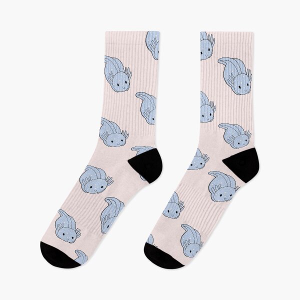 Item preview, Cute Kawaii Baby Chibi Axolotl in Bright Blue with Hearts and Cloud Pattern designed and sold by InkMemories.