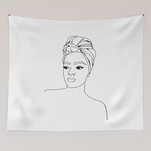 Item preview, Black And White Line Art Female Portrait designed and sold by artsandsoul.