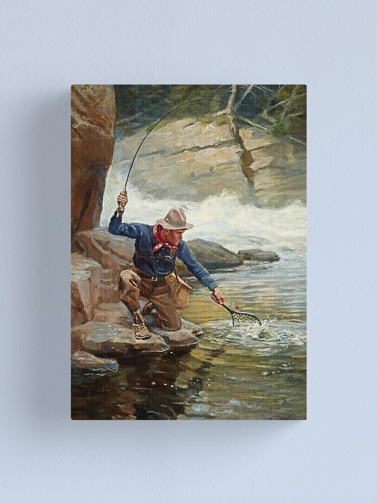 Critical Moment” Fishing Art by Philip R Goodwin Canvas Print for Sale by  PatricianneK