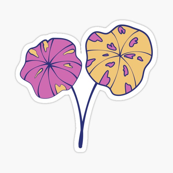 Pink and Yellow Pastel Palm Leaf Grouping Sticker
