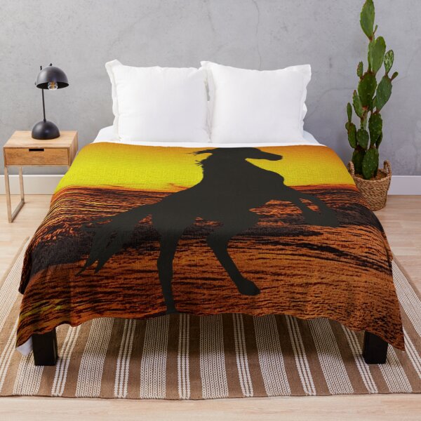 Item preview, Beach motif with horse silhouette, horses summer design, sea holiday motif designed and sold by Kirei-Lily.