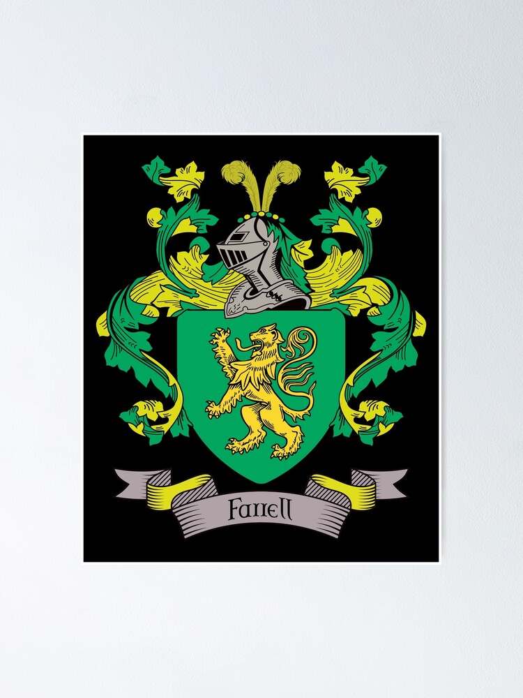 Farrell Coat of Arms, Farrell Family Crest Poster for Sale by chuppys