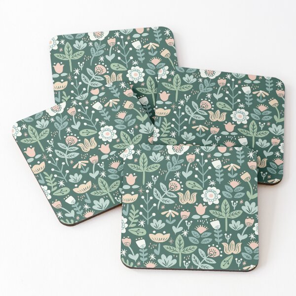 Item preview, Folk Florals - Green designed and sold by latheandquill.