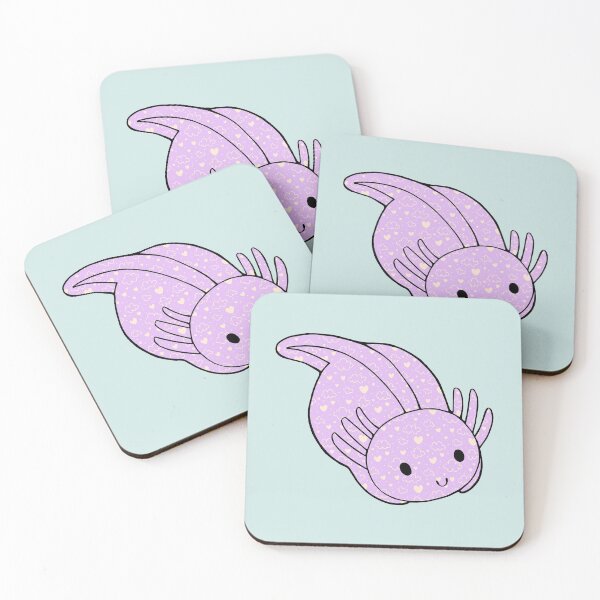 Item preview, Cute Kawaii Baby Chibi Axolotl in Pastel Lavender Purple with Hearts and Cloud Pattern designed and sold by InkMemories.
