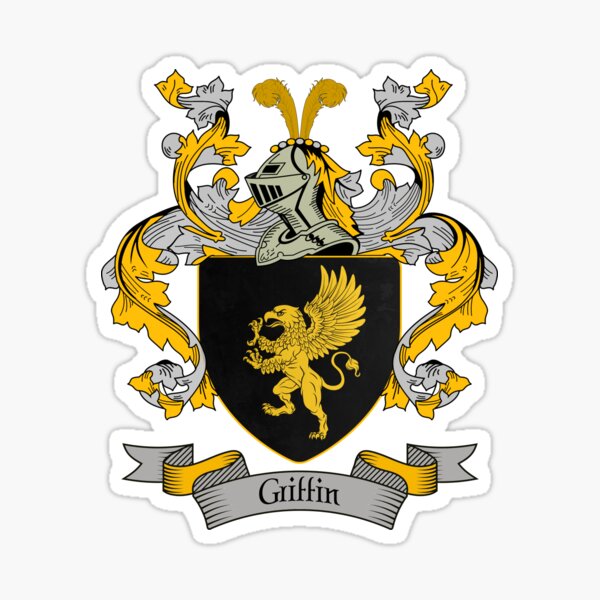 "Griffin Coat of Arms Griffin Family Crest" Sticker by chuppys
