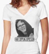 I Have Crippling Depression - IDubbbzTV Women's Fitted V-Neck T-Shirt