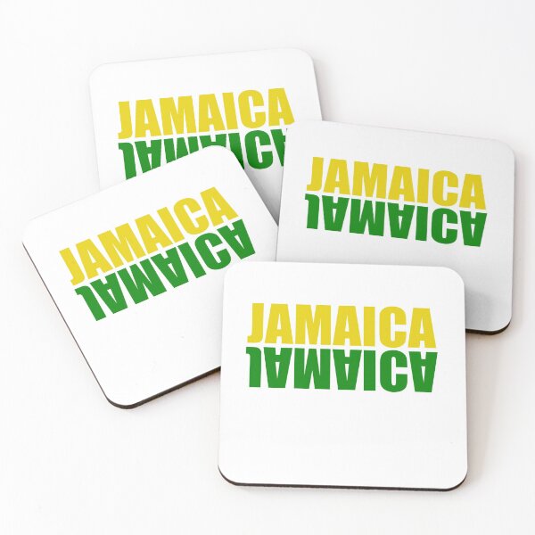 Item preview, Jamaica mirrored in the colors colours of the Jamaican flag black green and gold white background designed and sold by Artonmytee.