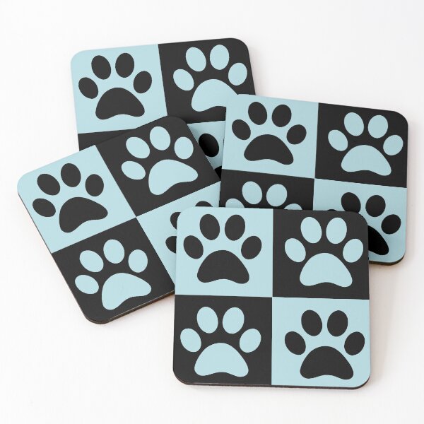 Item preview, Checkered pastel blue and black dog paw print pattern | Cute Gifts for dog mom, dog dad, dog lover and dog owner  designed and sold by Violet Treasures.