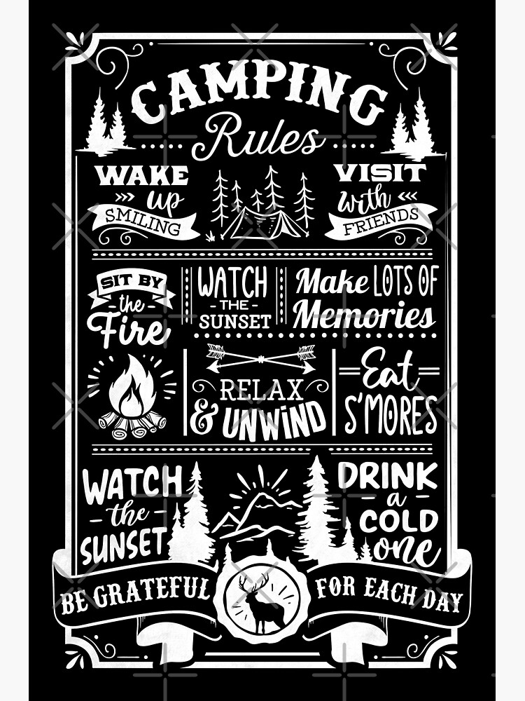 "Camping Rules Funny Camper" Poster for Sale by grinta2021 Redbubble