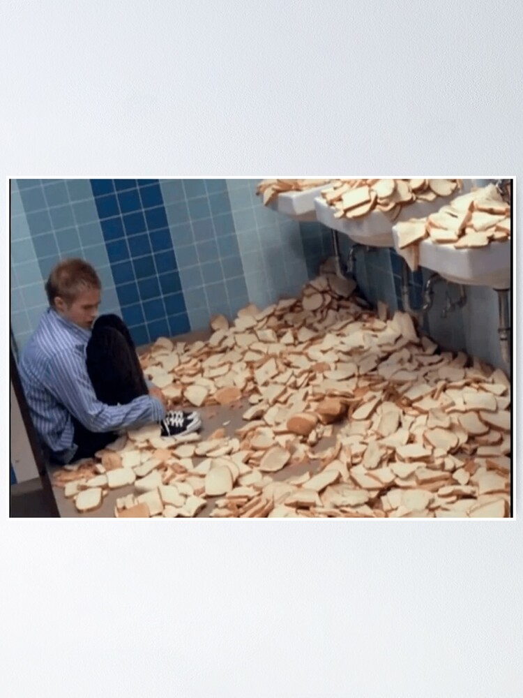 "Boy crying in bathroom full of bread Cursed Image 0013" Poster for