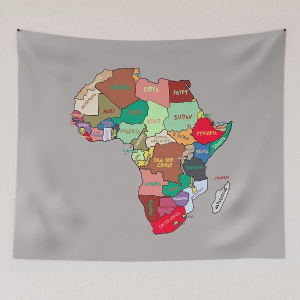 Item preview, colorful map of African Continent the borders and the country names designed and sold by mashmosh.