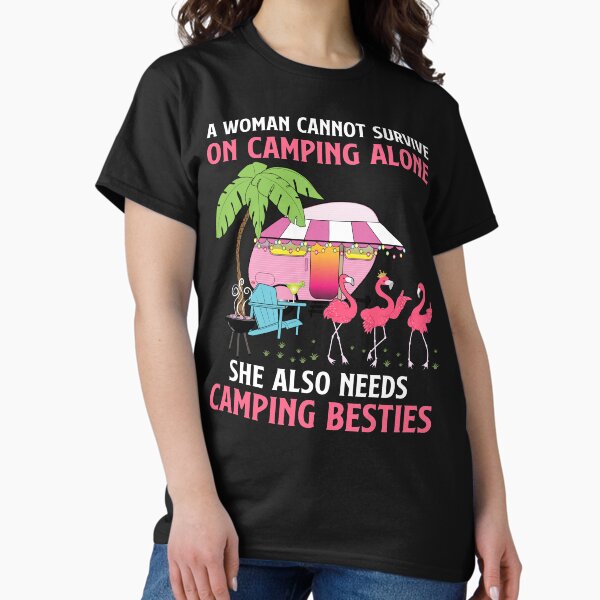 Vista previa del artículo con la obra «Reina del camping Mejores amigas del camping Flamenco rosa», diseñado y vendido por brandyzalesart.
