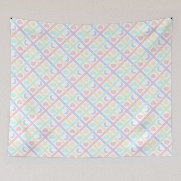 Item preview, Kawaii Pastel Tattersall Diagonal Check Pattern designed and sold by ArtByViq.