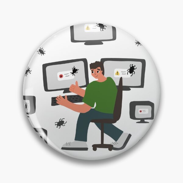 Item preview, Seamless pattern of two people near monitors with bug on the screen designed and sold by essskina.
