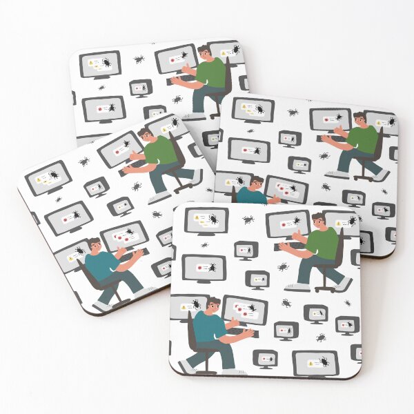 Item preview, Seamless pattern of two people near monitors with bug on the screen designed and sold by essskina.