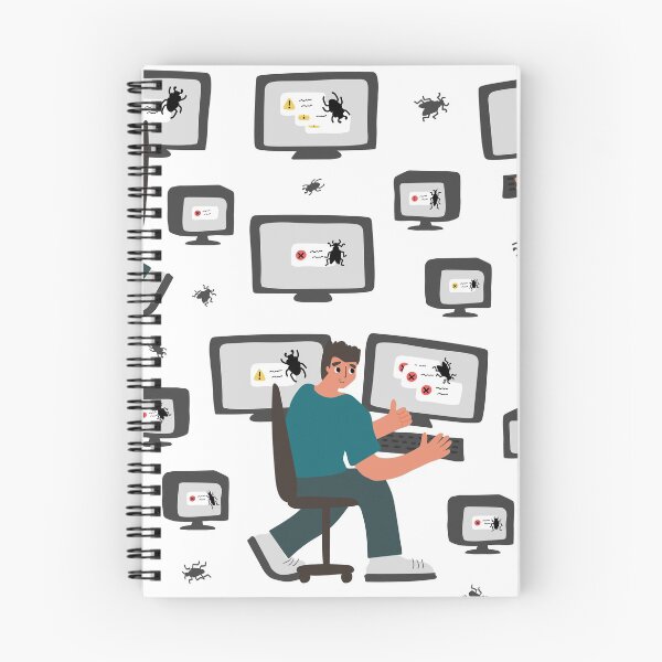 Item preview, Seamless pattern of two people near monitors with bug on the screen designed and sold by essskina.