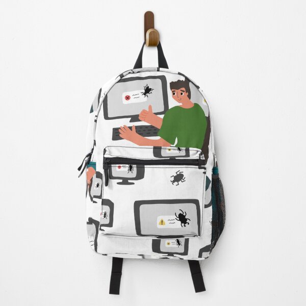 Item preview, Seamless pattern of two people near monitors with bug on the screen designed and sold by essskina.