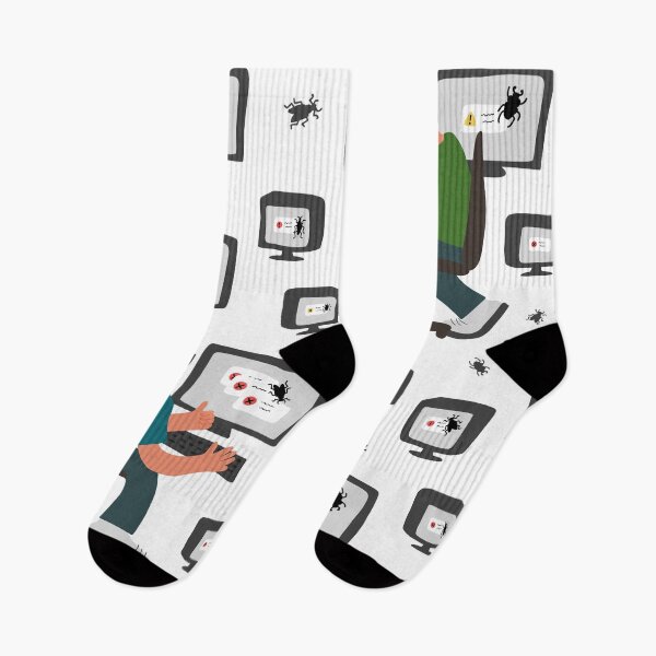 Item preview, Seamless pattern of two people near monitors with bug on the screen designed and sold by essskina.