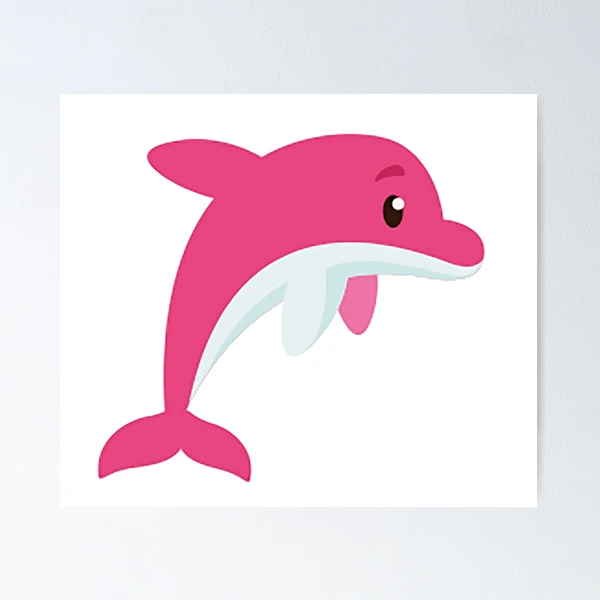 pink dolphin cartoon, illustration, marine mammal, flipper, tail, cute