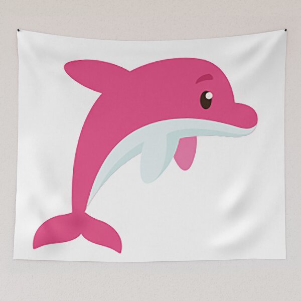 Item preview, pink dolphin cartoon, illustration, marine mammal, flipper, tail, cute dolphin,  designed and sold by Nostrathomas66.