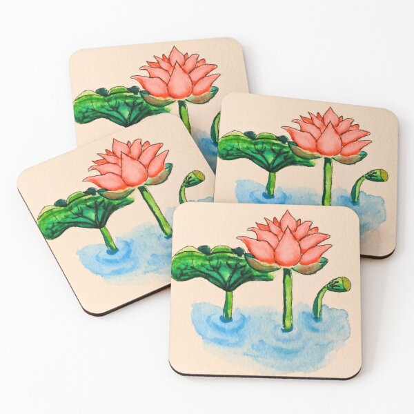 Item preview, Watercolor lotus flower designed and sold by Fainting-Goats.