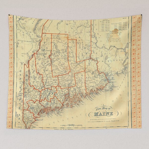Item preview, Maine State Map, 1846 by Augustus Mitchell designed and sold by nextstepdesigns.