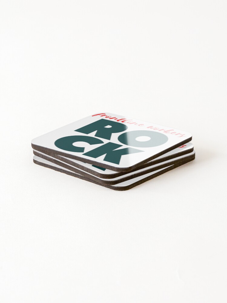 Thumbnail 4 of 5, Coasters (Set of 4), Frontline Workers ROCK designed and sold by SizzleStuff.