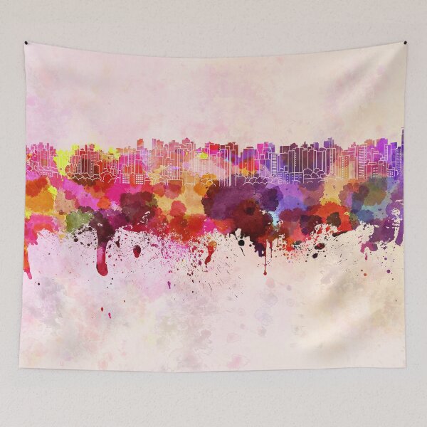 Item preview, Curitiba skyline in watercolor background designed and sold by paulrommer.