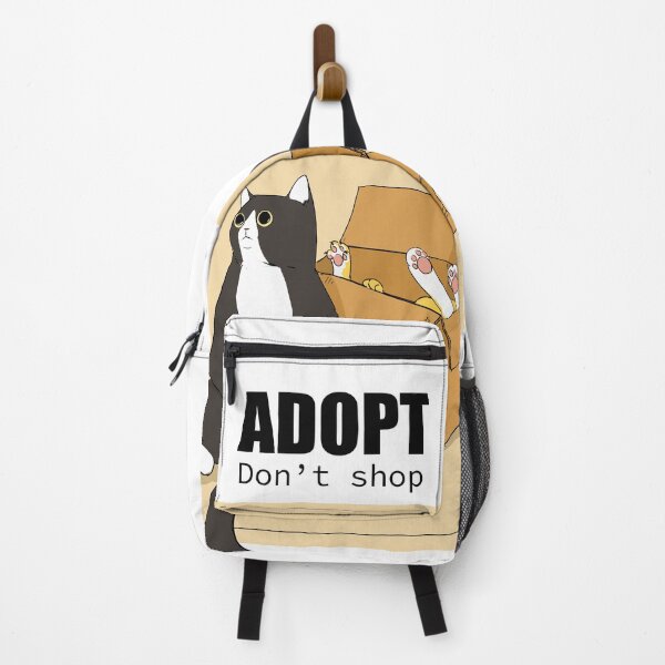 Item preview, "adopt don't shop" quote with cat in a box designed and sold by nishi-T.