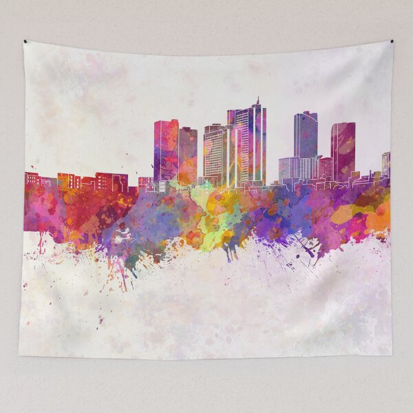 Item preview, Kawasaki skyline in watercolor background designed and sold by paulrommer.