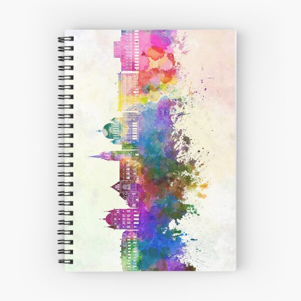 Item preview, Lodz skyline in watercolor background designed and sold by paulrommer.