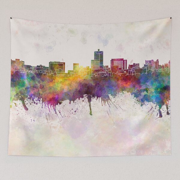 Item preview, Toyama skyline in watercolor background designed and sold by paulrommer.