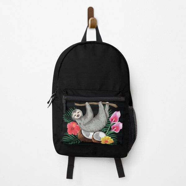 Item preview, Tropical Sloth | Striped black and white backgound designed and sold by caribbeanvibes.