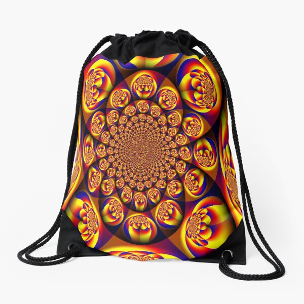 Blue, Yellow, Gold, Mini Spheres Drawstring Bag