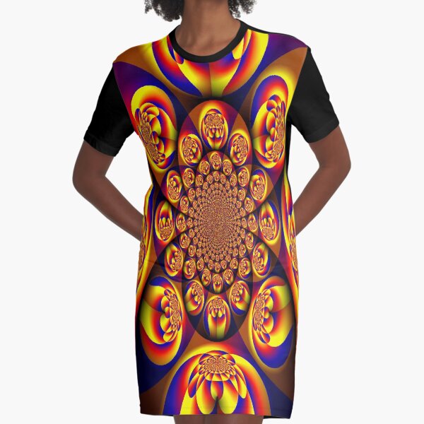 Blue, Yellow, Gold, Mini Spheres Graphic T-Shirt Dress