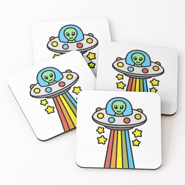 Item preview, Rainbow UFO Alien Fun Kawaii Spaceship designed and sold by DetourShirts.