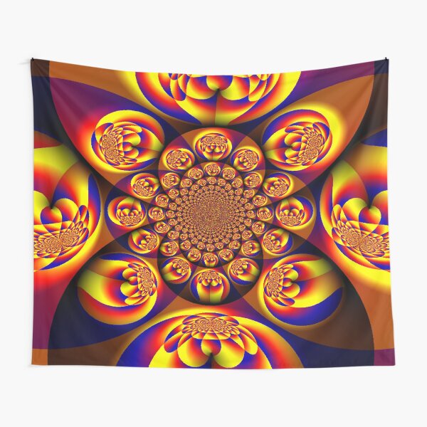 Blue, Yellow, Gold, Mini Spheres Tapestry