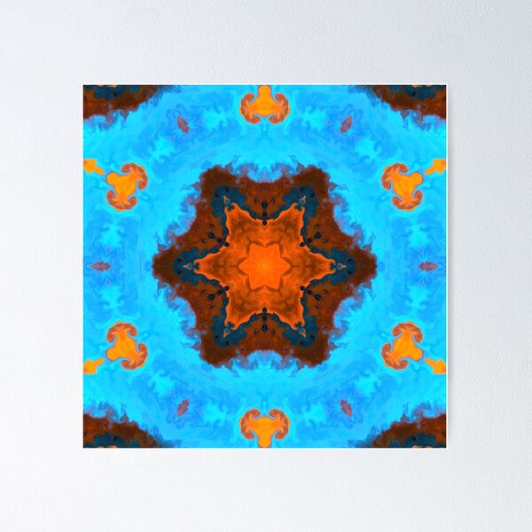 Artikelvorschau, Psychedelisches Kaleidoskop Blau und Orange entworfen und verkauft von WormholeOrbital.