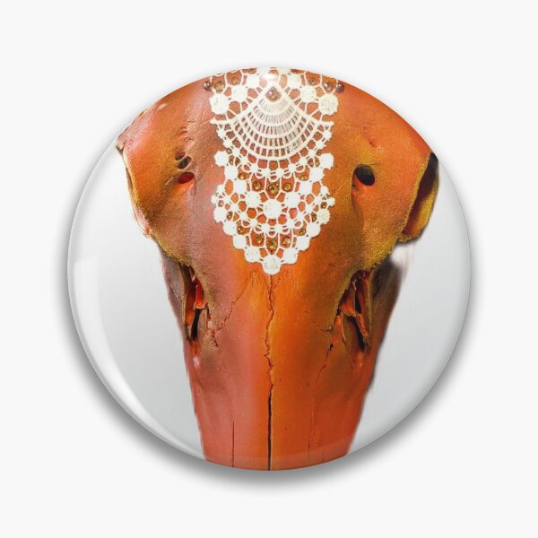 Item preview, Orange Lace Applique Cow Elk Skull designed and sold by CaddyRanchSkull.