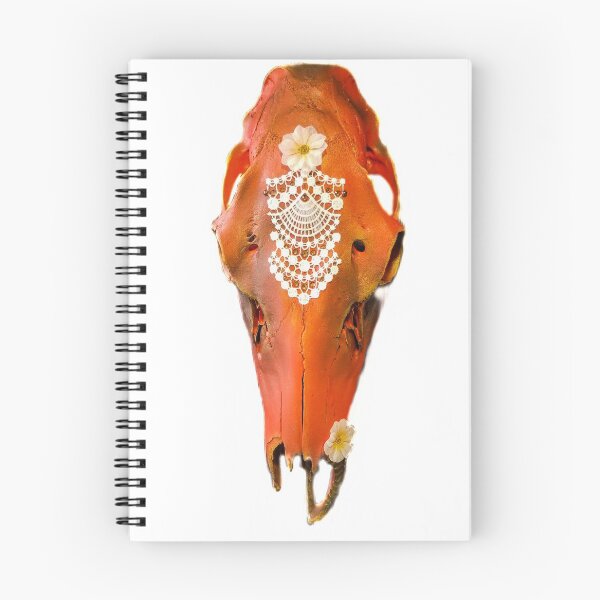 Item preview, Orange Lace Applique Cow Elk Skull designed and sold by CaddyRanchSkull.