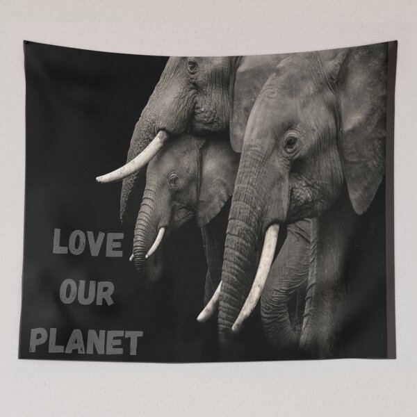 Item preview, Love Our Planet and elephants. designed and sold by shaymaakhalaf.