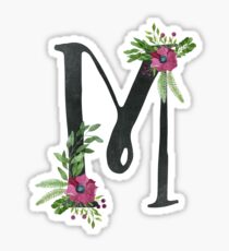 Monogram M with Floral Wreath Sticker