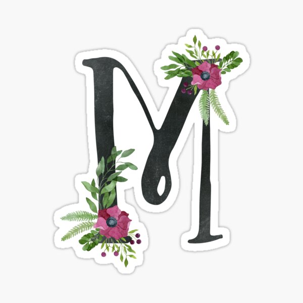 Monogram M with Floral Wreath Sticker