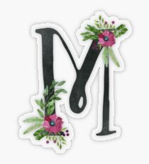 Monogramm M mit Blumenkranz Transparenter Sticker