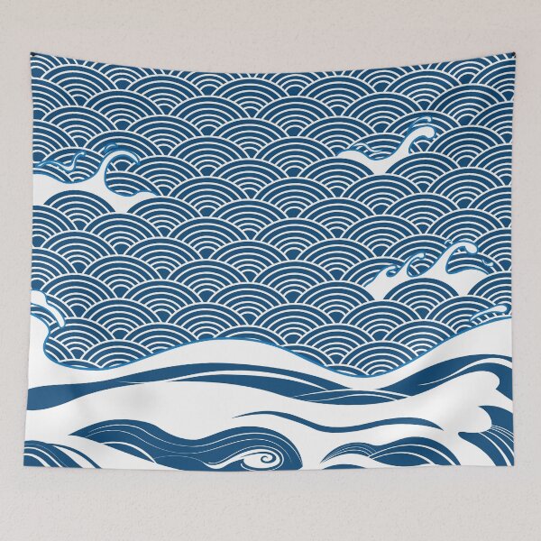 Item preview, Blue Ocean Wave Seigaiha Japanese Art designed and sold by rclwow.
