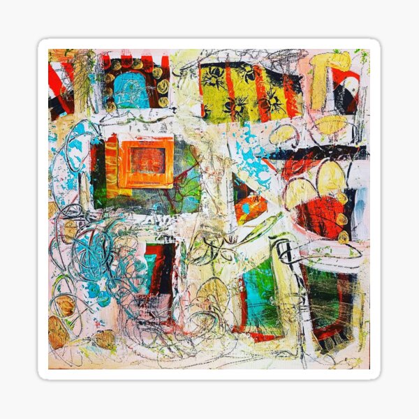 Summer Heat - Abstract Mixed Media Collage Sticker