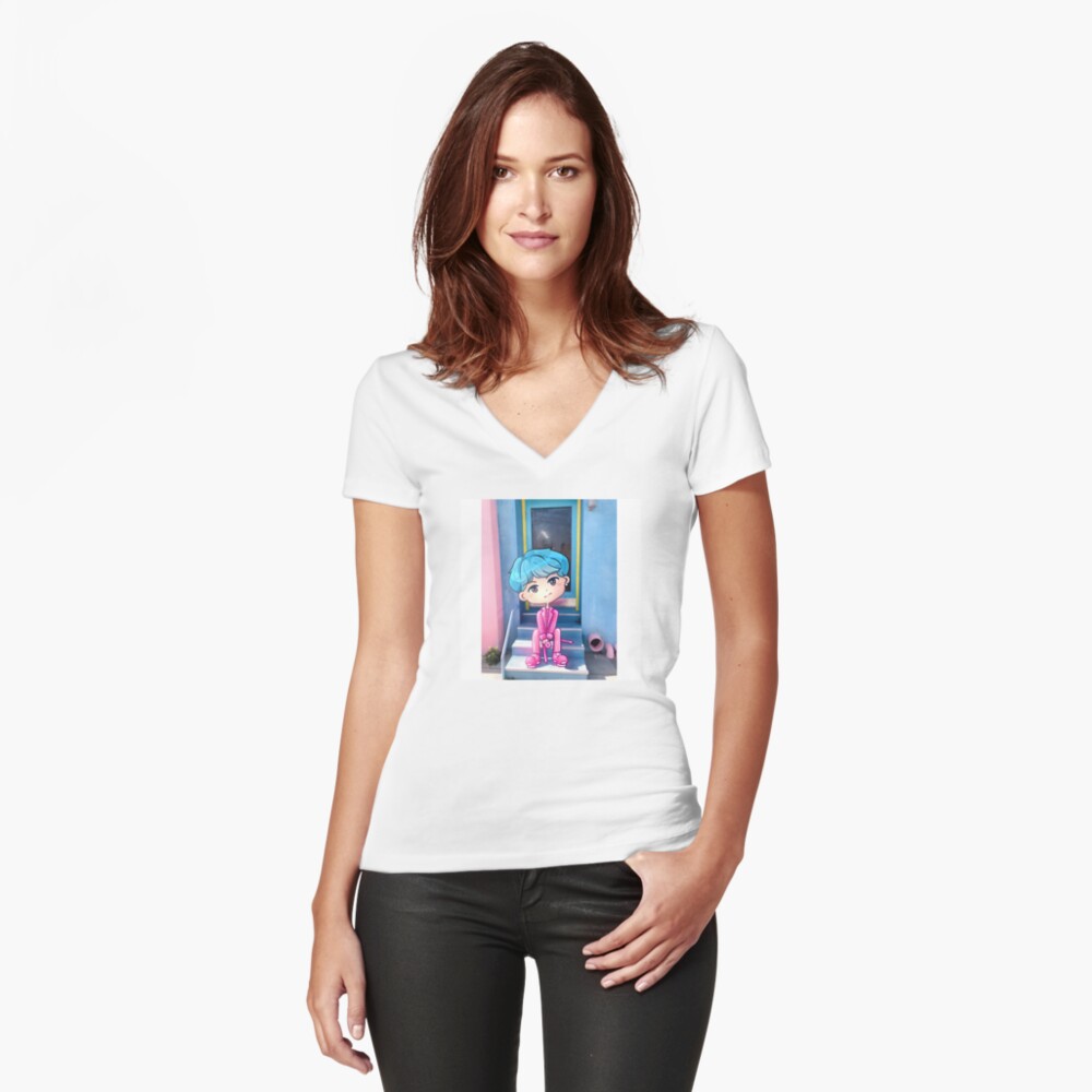 Item preview, Fitted V-Neck T-Shirt designed and sold by instadrawvhs.
