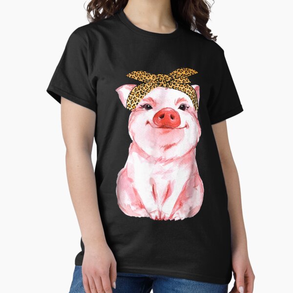 Pig Bandana Cute T-Shirt For Girl And Women. Gift Awesome Pig Bandana Cute T-Shirt For Girl And Women. Gift Awesome