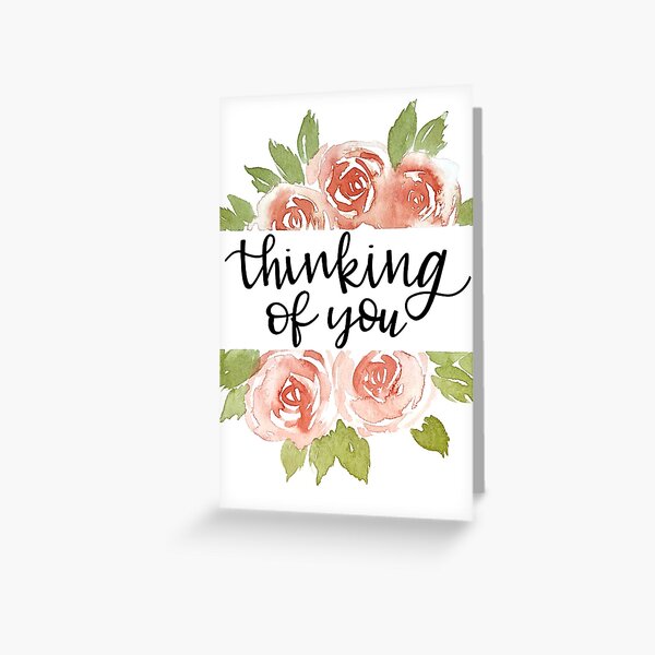 Thinking of you with watercolor roses Greeting Card